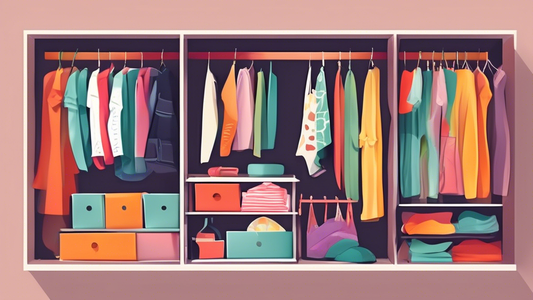 An organized closet hanging organizer filled with clothing and accessories, neatly arranged on shelves, drawers, and compartments, creating a tidy and efficient storage space inside a wardrobe.