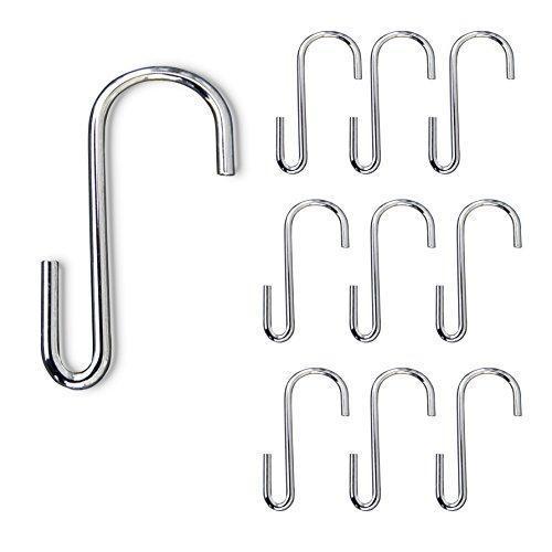 10 Pack 3.5 Inches S Shape Chrome Finish Hanging Hooks for Kitchenware Pots Utensils Plants Towels Gardening Tools Clothes