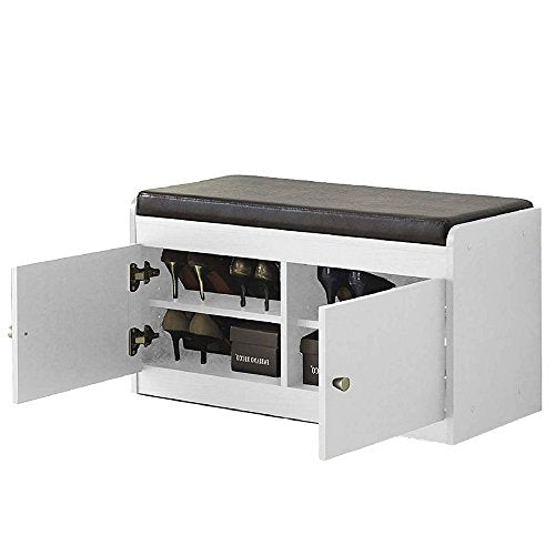 Shoe Rack Bench Seat for Entryway White with Storage Enclosed Organize