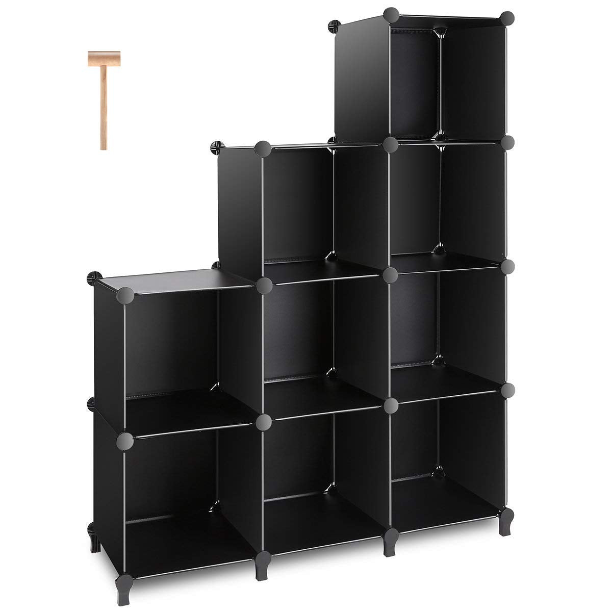 TomCare Cube Storage 9-Cube Closet Organizer Shelves Plastic Storage Cube Organizer DIY Closet Organizer Storage Cabinet Modular Book Shelf Shelving for Bedroom Living Room Office, Black