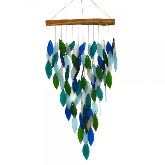 Deluxe Ocean Waterfall Glass And Driftwood Chime