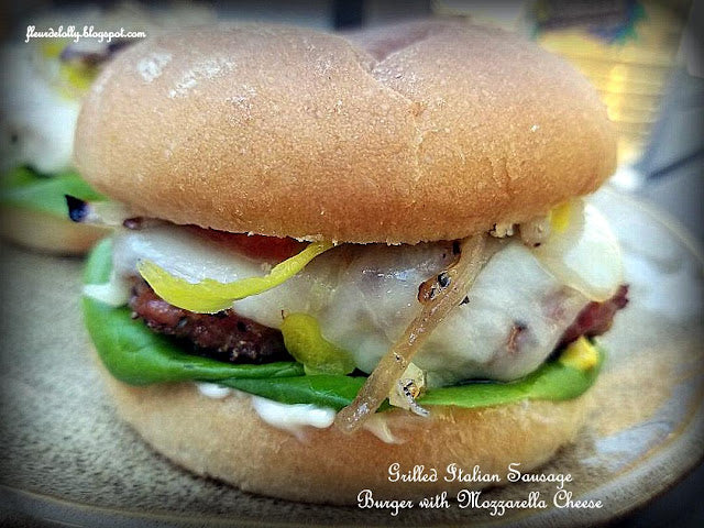 Grilled Italian Sausage Burger with Mozzarella Cheese