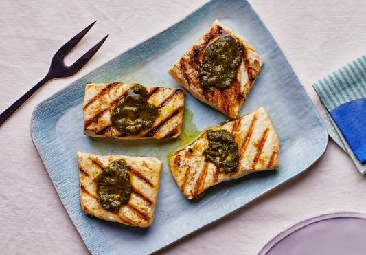 Grilled Halibut With Basil-Shallot Butter