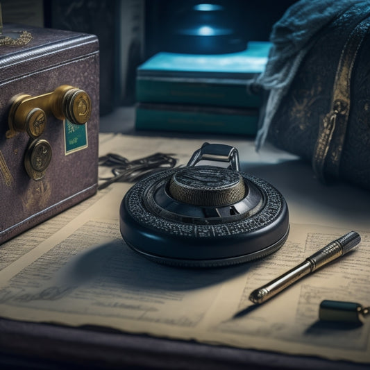 A close-up of a combination lock on a console vault with a few numbers aligned, surrounded by scattered papers, broken pens, and a frustrated hand in the background, with a subtle glow hinting at a solution.