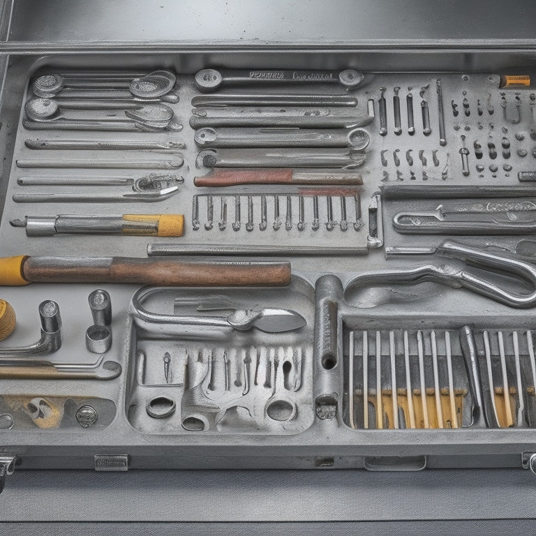 A clutter-free toolbox with socket holders of various shapes, sizes, and materials, showcasing organized rows of chrome sockets, wrenches, and ratchets against a clean, gray workshop background.