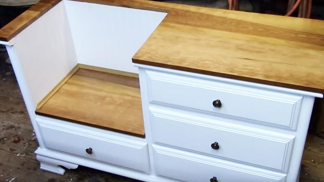 How To Turn An Old Dresser Into An Adorable Bench For Your Entryway