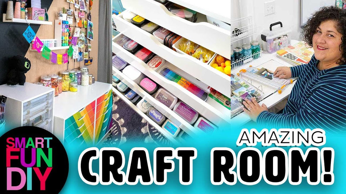 Take a look inside my craft room + home office + YouTube studio to get ideas for organizing and storing craft supplies