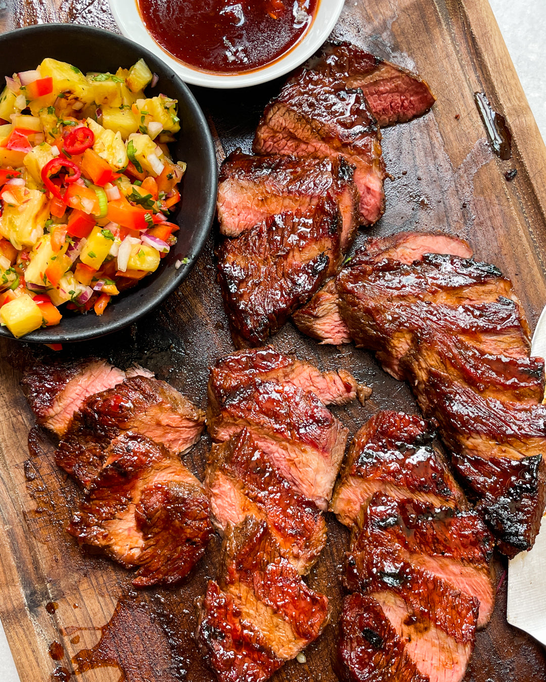 Grilled Teriyaki Steak with Grilled Pineapple Salsa