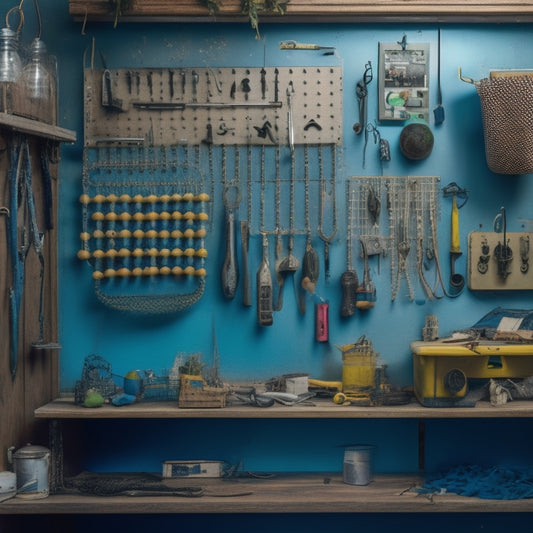 A cluttered pegboard with tangled cords, overcrowded hooks, and scattered tools, surrounded by dust and cobwebs, with a few items falling off the edge, conveying disorganization and chaos.
