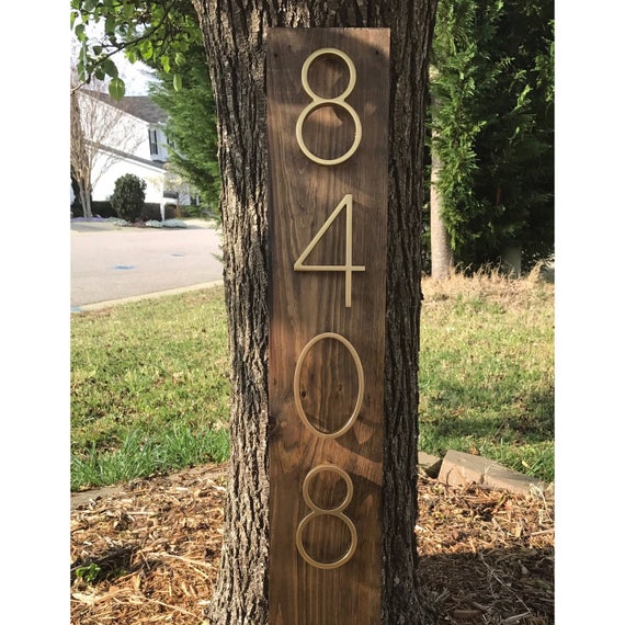 Address Plaque (Vertical) Rustic Modern Wood & Metal | Personalized Box Number Sign Vertical 3D Mailbox Box House Number by DistressedMeNot