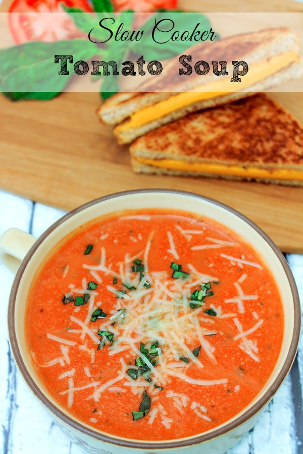 Slow Cooker Tomato Basil Soup Recipe #StayHome