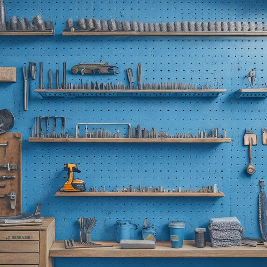 A tidy garage with a pegboard on the wall, holding a variety of tool socket organizers in different sizes and shapes, with tools and sockets neatly arranged and easily accessible.