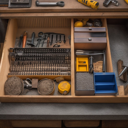 A cluttered toolbox with scattered screws and tools, next to a tidy workspace with screw storage bins of various sizes, shapes, and materials, organized and labeled, with a few screws neatly stored inside.