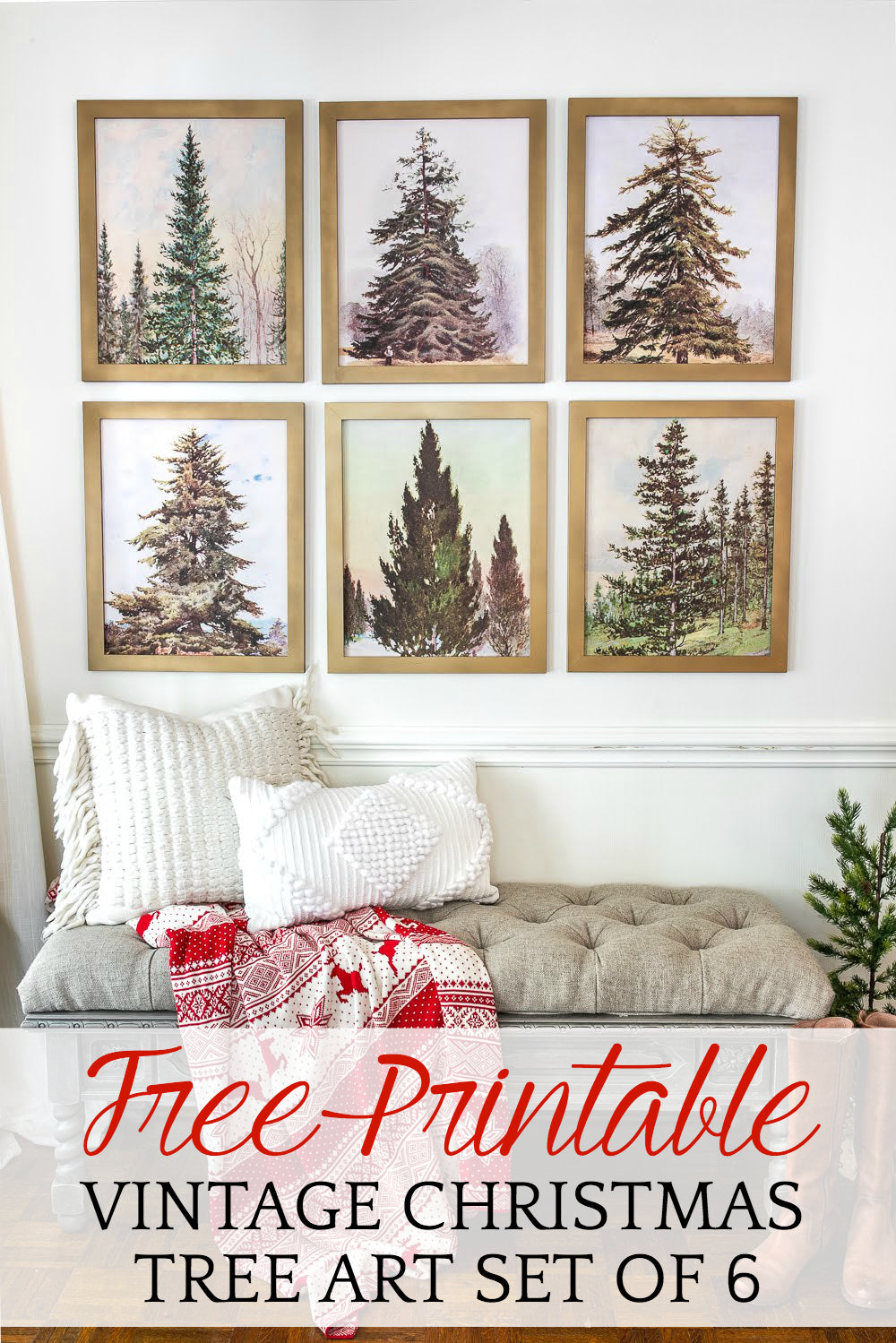 Vintage Christmas Tree Gallery Wall Printable Set