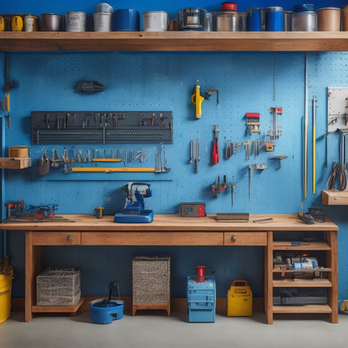 A tidy workshop with a pegboard backdrop, featuring a variety of shelf tool organizers, including a hanging socket set, a compact drill bit holder, and a wall-mounted tool chest with open drawers.