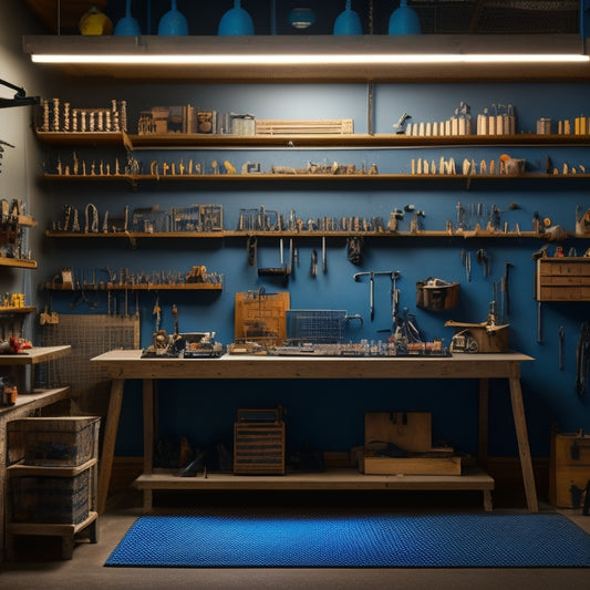 A well-lit, neatly organized workshop with multiple pegboards of varying sizes, hooks, and accessories, showcasing a mix of metal, wood, and plastic materials, with tools and equipment suspended from the boards.