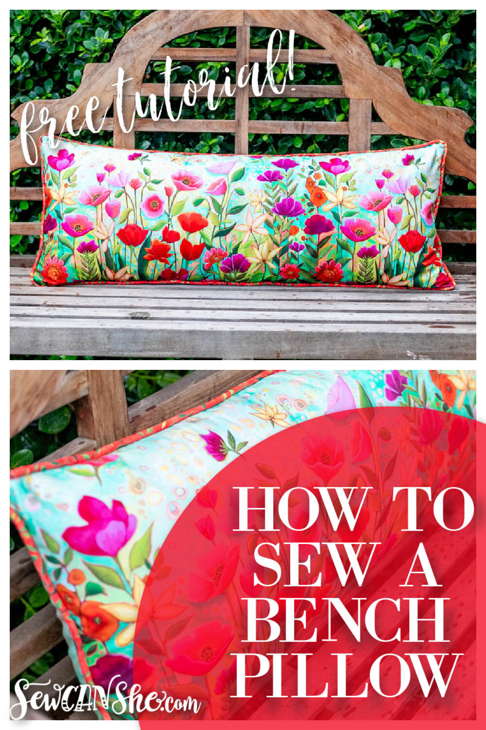 How to Sew a Bench Pillow - free bench cushion sewing tutorial! {with piping}