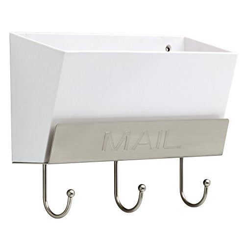 LIBERTY MAILHLD-WSN-R Classic Mail Holder with 3 Hooks, 10"