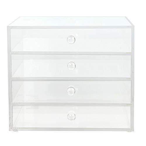 Budget friendly acrylic plastic handcrafted transparent clear 4 tier drawer storage organizer case for jewelry makeup cosmetic oversized 12 7l x 9 8w x 10 9h inches