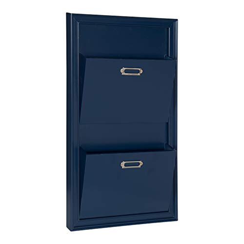 DesignOvation Walcott Decorative Wall Organizer Mail Holder with Two Pockets, Blue