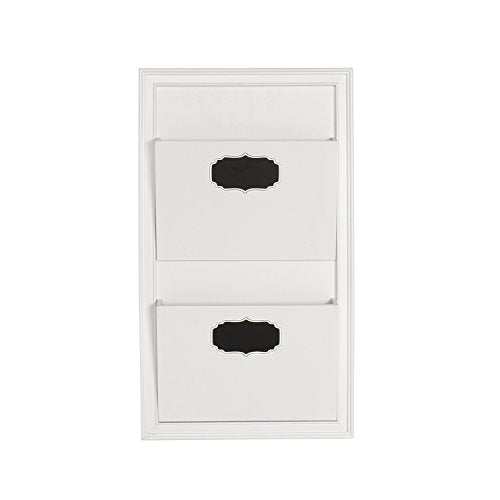 DesignOvation Walcott Decorative Wall Organizer Mail Holder with Two Pockets, White