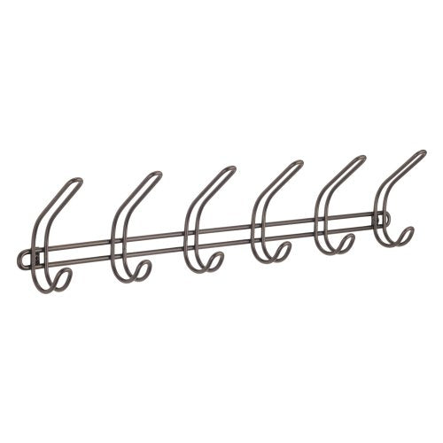 iDesign Classico Wall Mount Entryway Storage Rack for Jackets, Coats, Hats, Scarves - 6 Hooks, Bronze