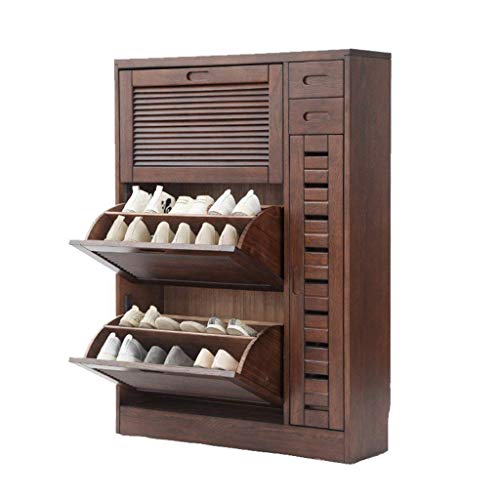 Shoe Racks Solid Wood Storage Shoe Rack Simple Modern Hall Cabinet Entrance Cabinet Shoe Cabinet Breathable Shoebox (Color : Walnut Color, Size : 3 Layers)