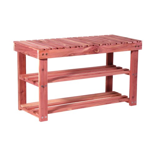 CedarFresh 2-Tier Cedar Shoe Rack and Seat Bench, 31.5"w x 17.5"h x 12.4"d