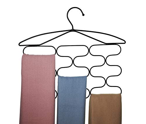 CAXXA 2 Pack Scarf Storage Organizer Rack - Hanging Scarf Holder for Closet, Bedroom Entryway, Mudroom - Belt, Ties, Yoga Pants, Leggings, Accessories, Snag-Free, 13 Sections