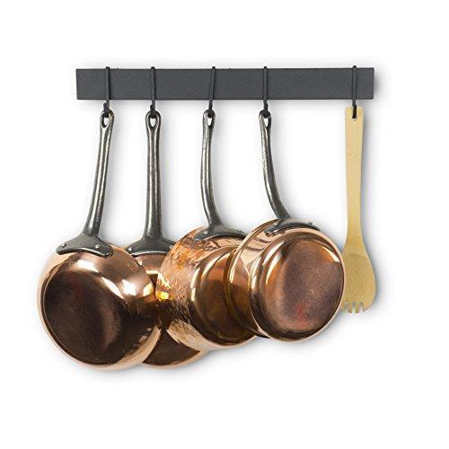 WALLNITURE Hanging Utensil Organizer Pot Pan Lid Rack Iron Frosty Black Finish 17 Inch