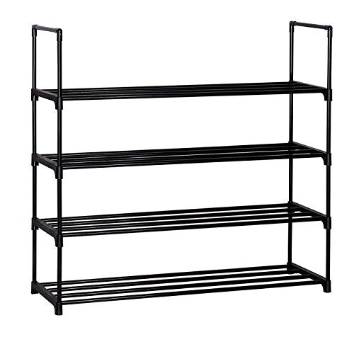 MULSH 4-Tier Shoe Rack Shoe Tower Shelf Cabinet Stackable Entryway 20 Pairs Shoe Storage Unit,Black