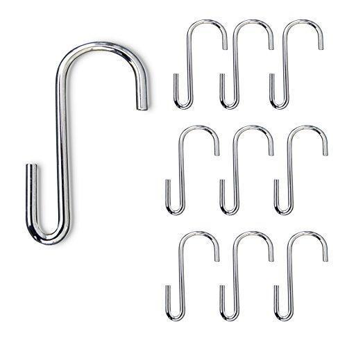 10 Pack 3.5 Inches S Shape Chrome Finish  Hanging Hooks for Kitchenware Pots Utensils Plants Towels Gardening Tools Clothes