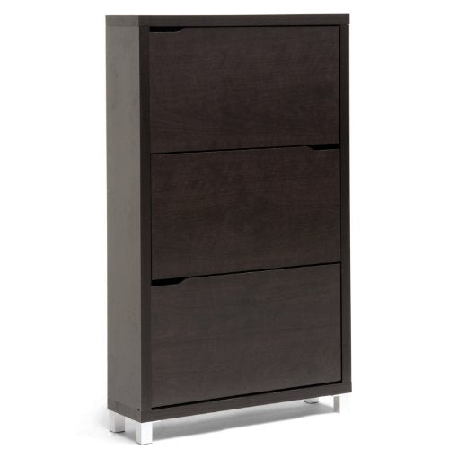 Baxton Studio Simms Modern Shoe Cabinet, Dark Brown