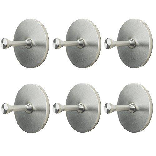 MOCRUX Adhesive Hooks 6pcs/Pack Full 304 Stainless Steel 3M Stick for Home Kitchen (Round 2)