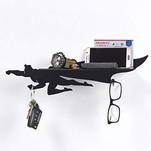 Artori Design heroshelf | Keys and Mail Holder Black Metal Superhero Floating Shelf | Wall Mounted Rack | Home Entrance Shelf for Small Stuff | House Warming Gift for Geeks | Door Organizer