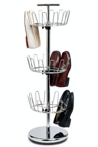 Household Essentials Three-Tier Adjustable Revolving Shoe Rack