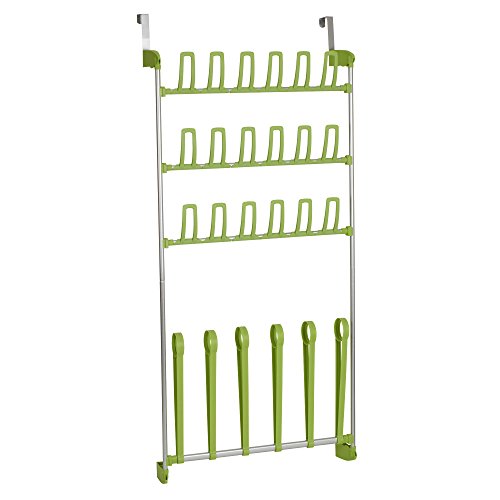 Household Essentials 2165-1 Over the Door Shoe and Boot Organizer - Space Saving Shoe Rack - Lime Green