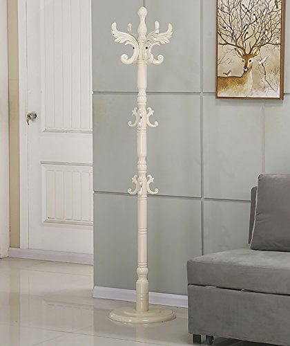 Solid Wood Coat Hat Rack With Umbrella Stand Hangers Free Standing Clothing Hat Scarves Handbag Holder European,40183cm (Color : White)