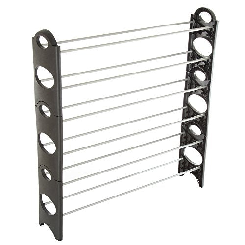 Everyday Home 83-26-6 6 Tier Stackable Shoe Rack 24 Pair Capacity, Black