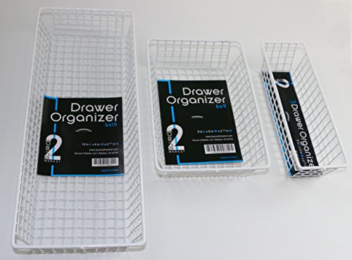 S2M Home Household Wire Drawer Organizers, Storage Organizer for Kitchen, Pantry, Cabinets, Closets, Utensils, Garage, bathroom- Set of 6 baskets.