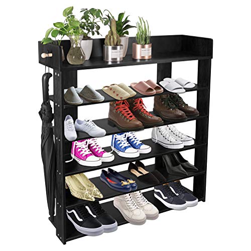 5-Tire Entryway Closet Shoe Rack Shoe Storage Cabinet Shelf (Black)