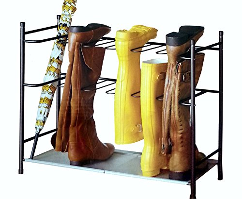 Boot & Shoe Organizer Storage Rack with Sturdy Space-Saving Stackable Steel Frame for 6-Pair (Bronze)
