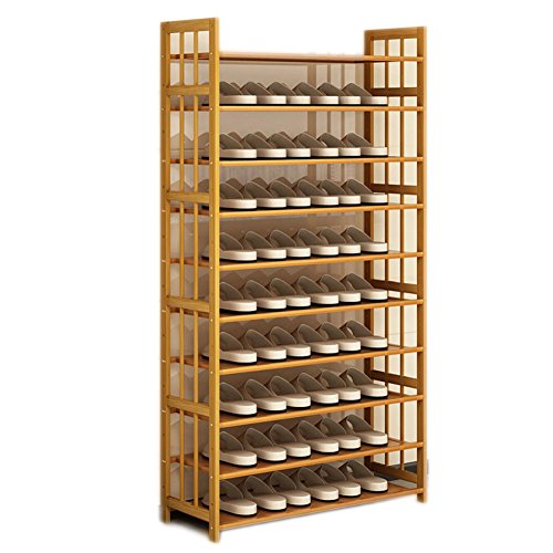 DULPLAY Bamboo shoe rack,100% solid wood,Function assemble,Entryway shelf Stand shelves Stackable Entryway bedroom 3-10 tier 6-40 shoes -B 79x25x155cm(31x10x61inch)