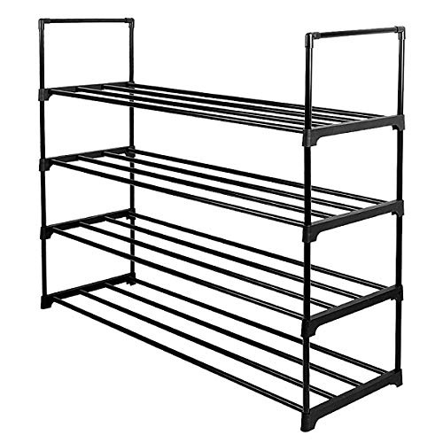 Lumsing Shoe Rack, 4-Tier Shoe Organizer Shelf Stackable Storage Cabinet Towers with Durable Metal Holds 20 Pairs, Black