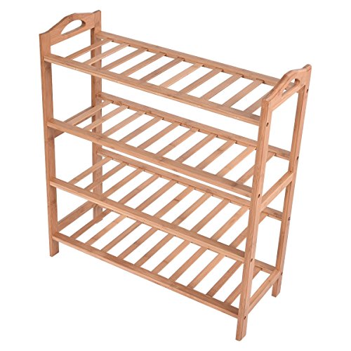 choice 4 Tier Bamboo Shoe Rack Entryway Shoe Shelf Holder Storage Organizer Furniture Products