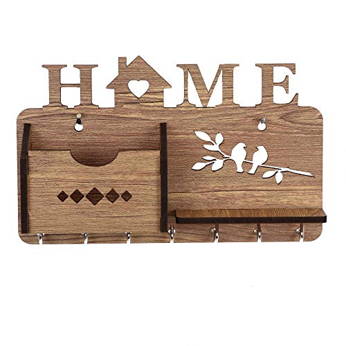 Sehaz Artworks Home-Side-Shelf-Brown-KeyHolder Wooden Key Holder (7 Hooks) (Light Brown)