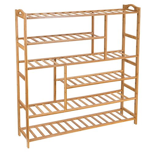 Ollieroo Bamboo Shoe Rack 6-Tier Entryway Shoe Shelf Storage Organizer Free Standing Shelves