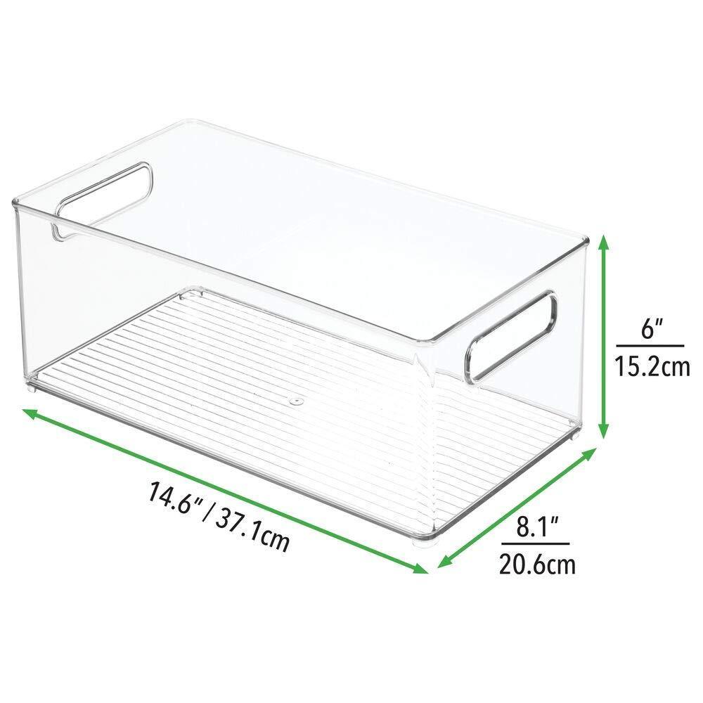 mDesign Plastic Bath Vanity Storage Organizer Bin with Handles, 4 Pack,  Clear 
