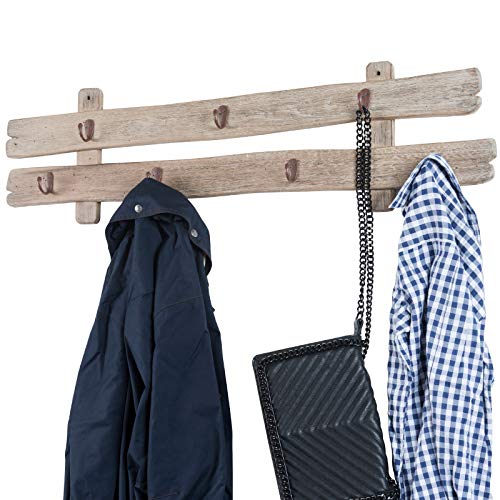 Excello Global Products Rustic Barnwood Wall Mounted Hanging Entryway Coat Rack. 38"x10" with 7 Hooks. Coat Rack, hat Organizer, Key Holder for Entryway, Mudroom, Kitchen, Bathroom, Hallway, Foyer