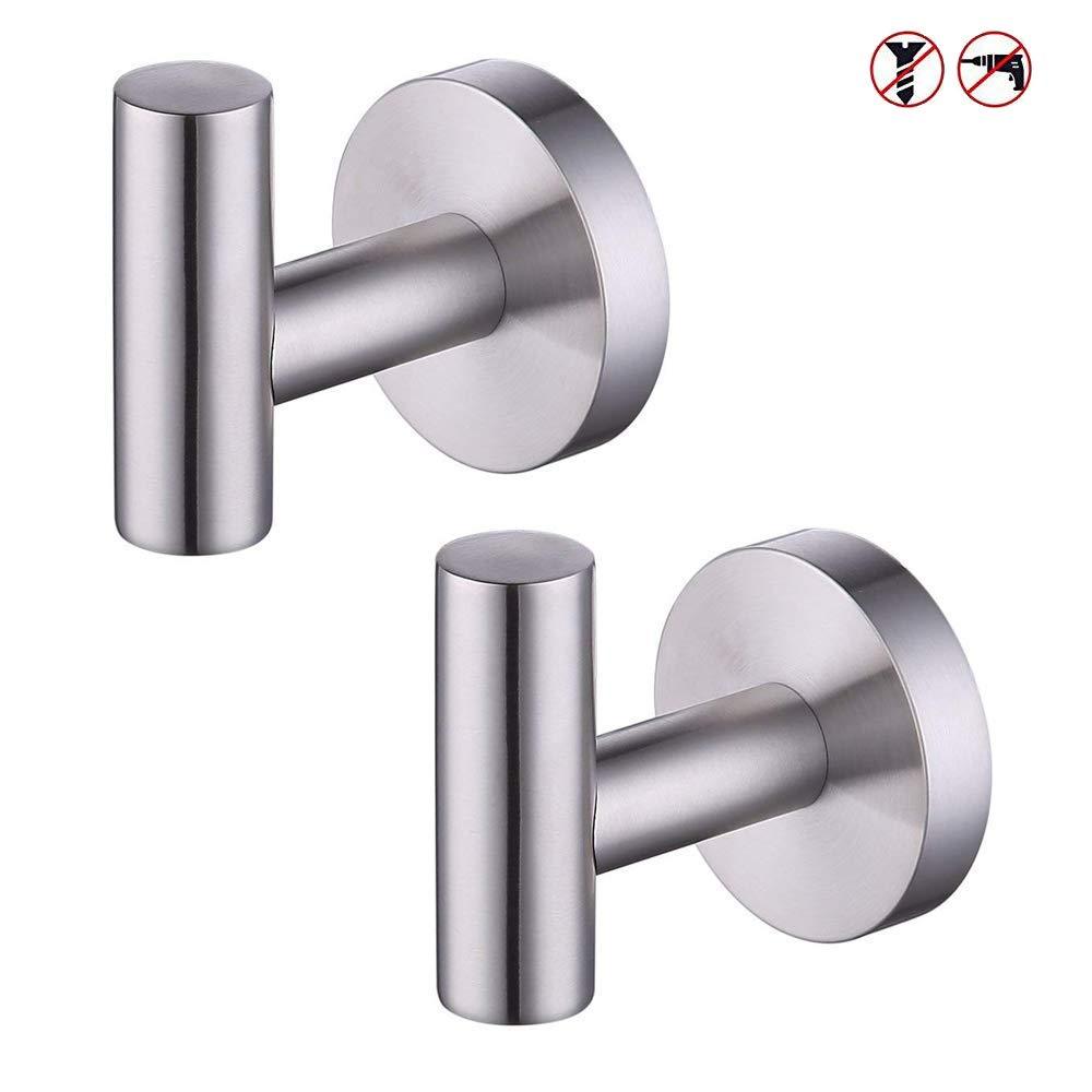 Kes Bathroom Lavatory Wall Mount Single Coat and Robe Hook, Brushed SUS304 Stainless Steel 2 Pack, A2164-2-P2